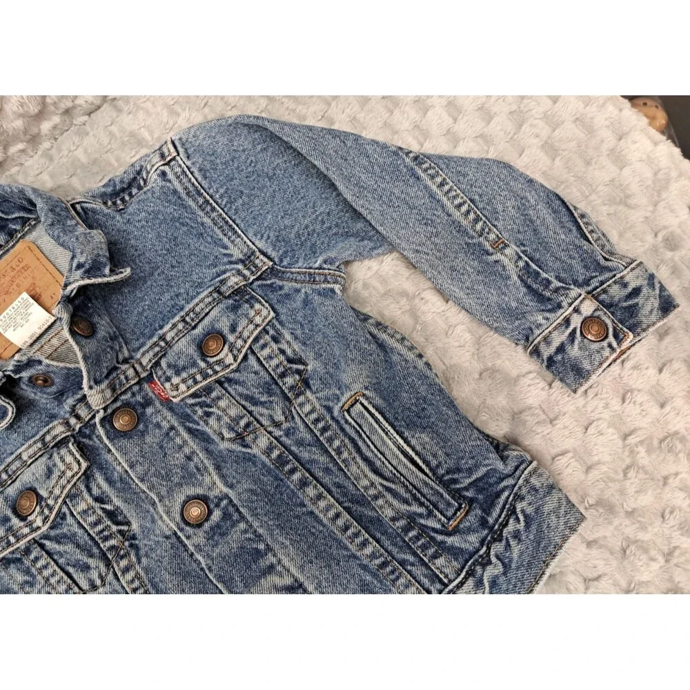 VTG 90s Little Levi's Denim Jean Jacket Sz 4T Toddler Pockets Snap Front Trucker